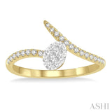 1/4 ctw Open End Oval Mount Lovebright Round Cut Diamond Ladies Ring in 14K Yellow and White Gold
