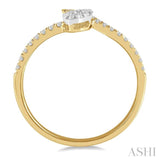 1/4 ctw Open End Oval Mount Lovebright Round Cut Diamond Ladies Ring in 14K Yellow and White Gold