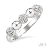 1/20 Ctw Bold Bead Design Single Cut Diamond Fashion Ring in Sterling Silver