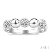 1/20 Ctw Bold Bead Design Single Cut Diamond Fashion Ring in Sterling Silver