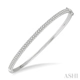 1 1/2 Ctw Round Cut Diamond Stackable Bangle in 14K White Gold