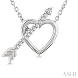 1/8 Ctw Heart Toggle Round Cut Diamond Fashion Necklace in 10K White Gold