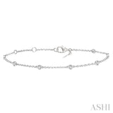 1/4 Ctw Circular Mount Round Cut Diamond Station Bracelet in 14K White Gold