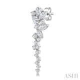 1 Ctw Mixed Shape Diamond Scatter Fashion Long Earring in 14K White Gold