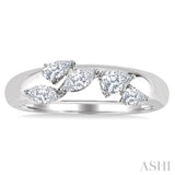 1/2 Ctw 5-Stone Pear and Marquise Cut Diamond Fashion Bold Band in 14K White Gold