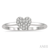 1/10 ctw Heart Charm Round Cut Diamond Petite Fashion Ring in 14K White Gold