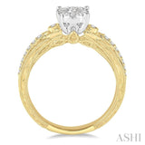 3/8 ctw Round Cut Diamond Lovebright Engagement Ring in 14K Yellow and White Gold