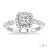 1 1/4 Ctw Diamond Engagement Ring with 3/4 Ct Princess Cut Center Stone in 14K White Gold