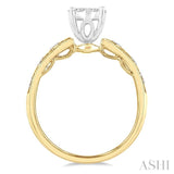 3/8 Ctw Open Marquise Lattice Lovebright Round Cut Diamond Engagement Ring in 14K Yellow and White Gold