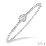 1 Ctw Oval Shape Round Cut Diamond Lovebright Stackable Bangle in 14K White Gold