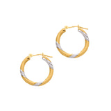 14K Yellow and White Gold 3x20mm Hoop Earring