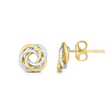 14K Yellow & White Gold Multi-Row Open Center Love Knot Stud Earring