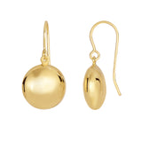 14K Yellow Gold Polished Round Drop Earring