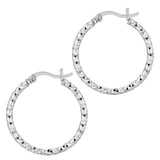 Sterling Silver 2x20MM Diamond Cut Hoop Earring
