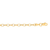 14K Yellow Gold 3.2mm Lite Oval Rolo 7 Chain Bracelet with Lobster Lock