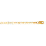 14K Yellow Gold 1.3mm Diamond Cut Bar and Bead 18 Chain with Lobster Lock
