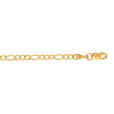 14K Yellow Gold 3.1mm Figaro 7 Chain Bracelet with Lobster Lock