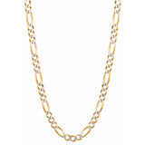 14K Yellow Gold 5.8mm White Pave Figaro 22 Chain with Lobster Lock