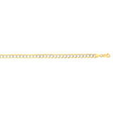 14K Yellow Gold 4.6mm White Pave Curb 24 Chain with Lobster Lock
