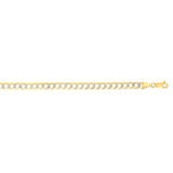 14K Yellow Gold 7mm White Pave Curb 24 Chain with Lobster Lock