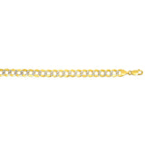 14K Yellow Gold 8.3mm White Pave Curb 24 Chain with Lobster Lock