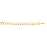 14K Yellow Gold 12.18mm White Pave Curb 26 Chain with Lobster Lock