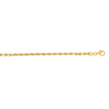 14K Yellow Gold 3mm Diamond Cut Royal Rope 8 Chain Bracelet with Lobster Lock