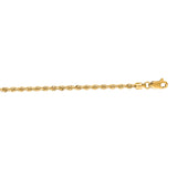 14K Yellow Gold 2.5mm Rope 20 Chain with Lobster Lock
