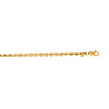 14K Yellow Gold 3mm Rope 24 Chain with Lobster Lock