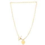 14K Yellow Gold 7.5 Heart Charm & Toggle Oval Link Bracelet