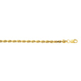 10K Yellow Gold 3.2mm Diamond Cut Lite Rope 8 Chain Bracelet with Lobster Lock