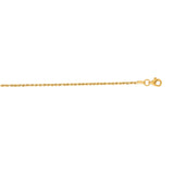 10K Yellow Gold 1.6mm Solid Diamond Cut Royal Rope 22 Chain with Lobster Lock