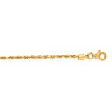 10K Yellow Gold 2mm Solid Diamond Cut Royal Rope 20 Chain with Lobster Lock