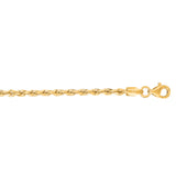 10K Yellow Gold 2.5mm Solid Diamond Cut Royal Rope 24 Chain with Lobster Lock