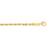 10K Yellow Gold 3.0mm Solid Diamond Cut Royal Rope 8 Chain Bracelet with Lobster Lock