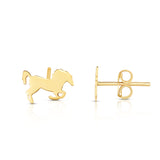 14K Yellow Gold Polished Horse Stud Earrings
