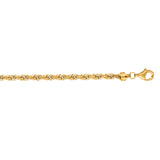 14K Yellow Gold 22 7mm Diamond Cut Solid Royal Rope Chain with Lobster Clasp