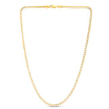 14K Two-tone Gold 4mm Round Pave Franco 24 Chain Necklace with Lobster Clasp