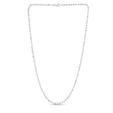 Sterling Silver 3mm Moon-cut Bead 20 Chain with Lobster Clasp. Item has rhodium finish.