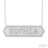 1/2 Ctw 'SOPHIA' Nameplate Single Cut Diamond Necklace in 10K White Gold