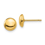 14k 7mm Polished Puffed Round Button Post Earrings