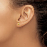 14k 7mm Polished Puffed Round Button Post Earrings