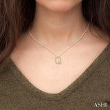 1/20 Ctw Initial 'Q' Round Cut Diamond Pendant With Chain in 10K Yellow Gold
