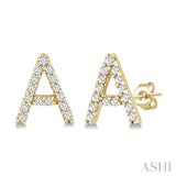 1/10 Ctw Initial 'A' Single Cut Diamond Earrings in 10K Yellow Gold