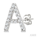 1/10 Ctw Initial'A' Single Cut Diamond Earrings in 10K White Gold
