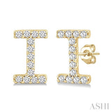1/10 Ctw Initial 'I' Single Cut Diamond Earrings in 10K Yellow Gold