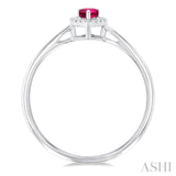 5x3 MM Pear Shape Pink Tourmaline and 1/20 Ctw Single Cut Diamond Halo Semi-Precious Ring in 14K White Gold