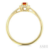 5x3 MM Octagonal Shape Citrine and 1/20 Ctw Single Cut Diamond Halo Semi-Precious Ring in 14K Yellow Gold