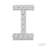 1/10 Ctw Initial 'I' Single Cut Diamond Earrings in 10K White Gold