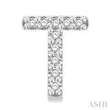 1/10 Ctw Initial 'T' Single Cut Diamond Earrings in 10K White Gold